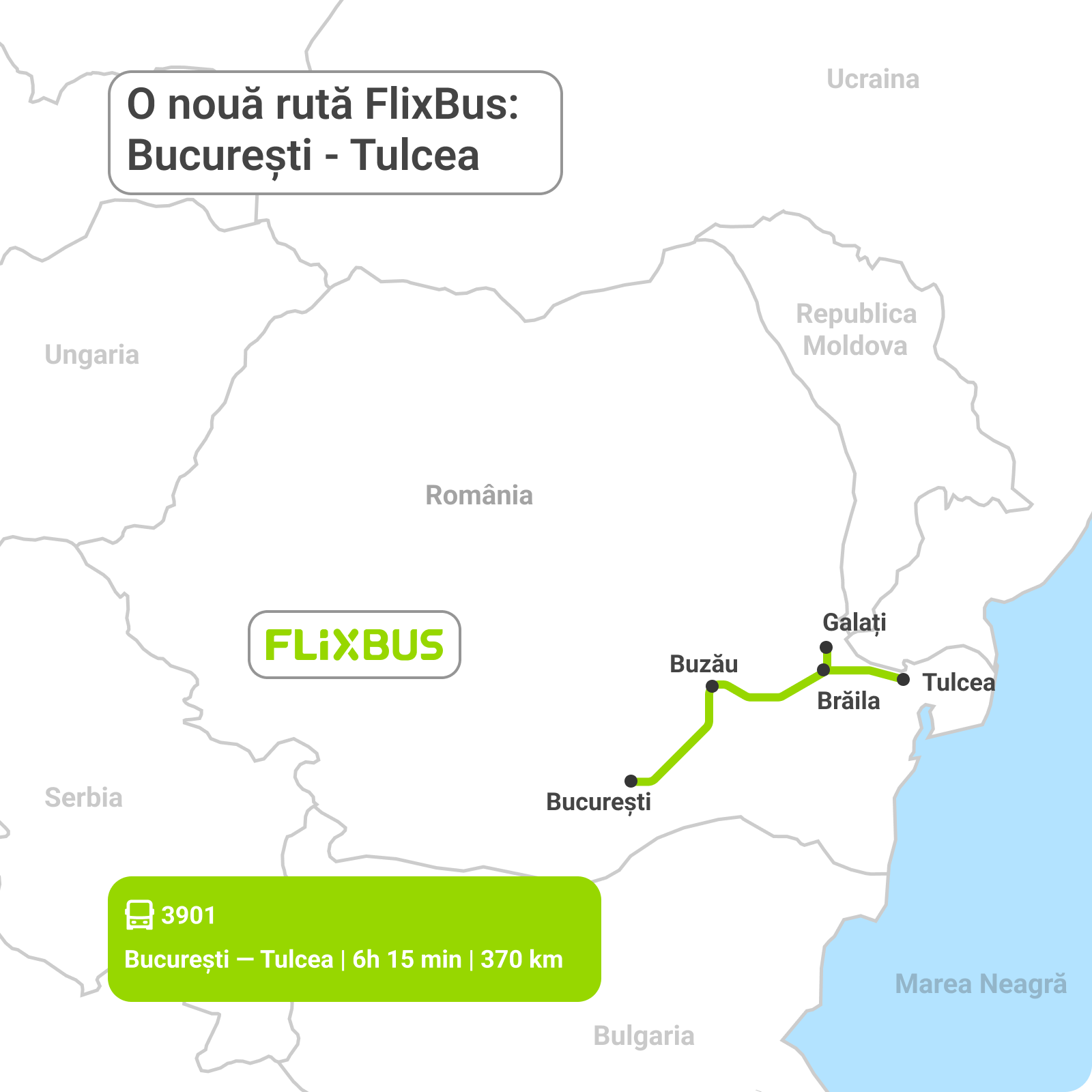 O-noua-ruta-FlixBus-Bucuresti-Tulcea FlixBus lansează o nouă rută națională:  curse zilnice din București spre Brăila, Galați și Tulcea